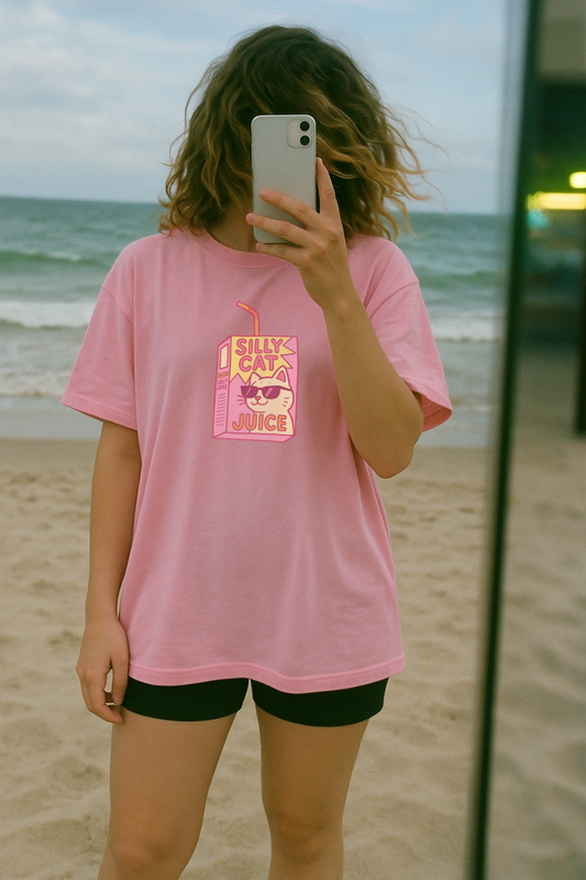 Silly Cat Juice Unisex Oversized T-Shirt